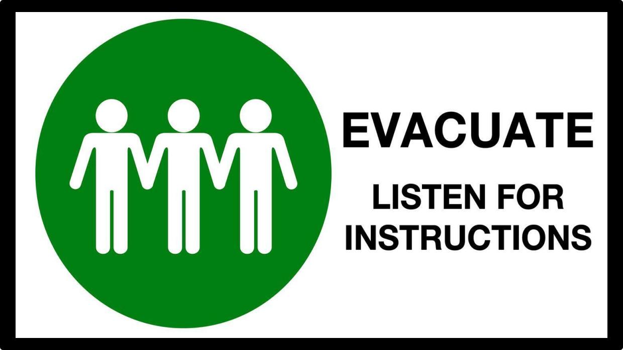 Screen example: Evacuate - listen for instructions