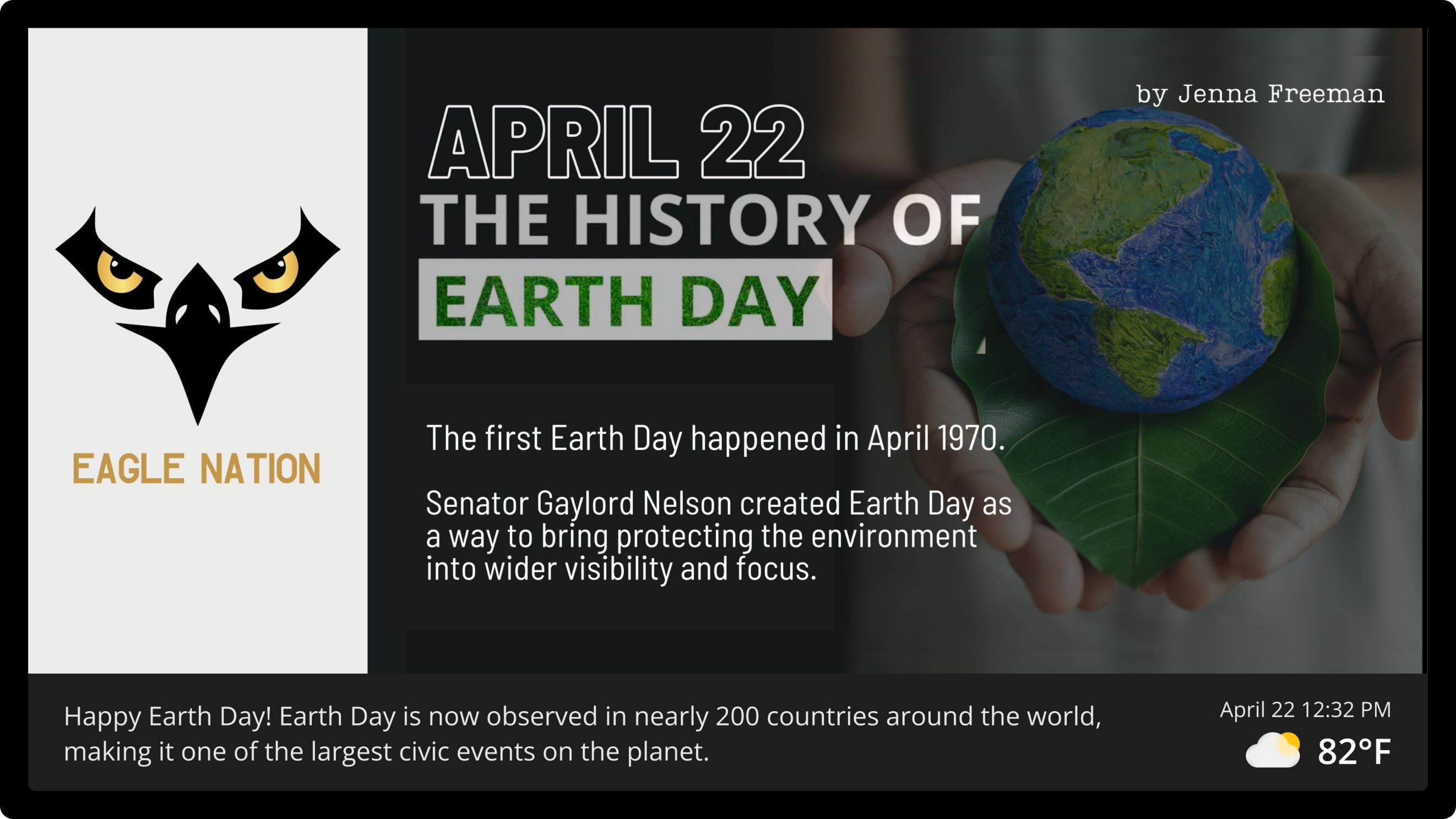 Screen example: The history of the Earth day
